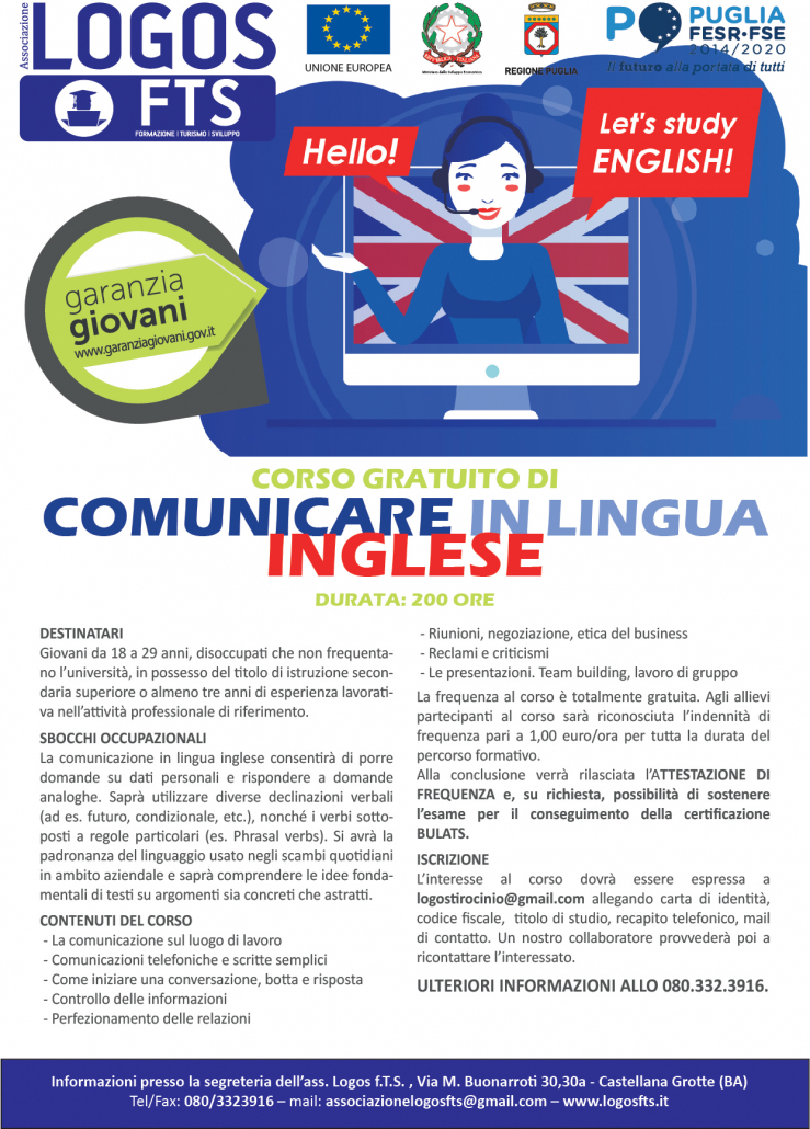 Locandina Comunicare in lingua inglese